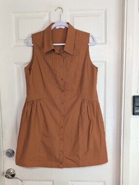 Maye Dress Burnt Orange Sleeveless Button Front